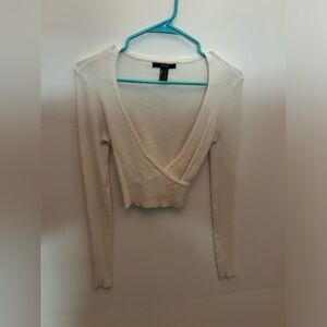 White wrap crop top long sleeved